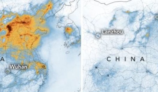 Фото из космоса показали падение уровня загрязнения воздуха в Китае из-за коронавируса