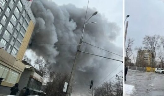 В Днепре горит центральный офис сети супермаркетов "АТБ". Огонь распространился на 7 этажей здания. Видео